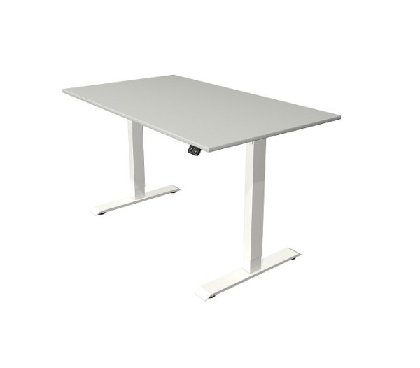 Kerkmann Move 1 table assis/debout blanc/argent, L 1400 x P 800 mm, réglable en hauteur électriquement de 740 à 1230 mm, gris clair, 10358111
