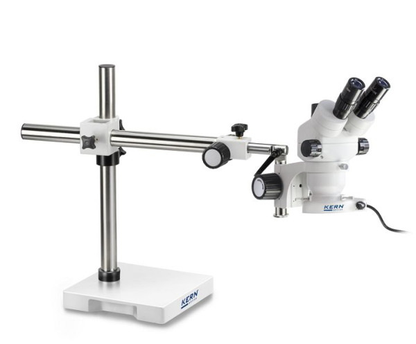 Kit stéréomicroscope KERN Optics, bras télescopique avec plaque, Greenough 0,7 x - 4,5 x, binoculaire, oculaire HSWF 10 x / Ø 23mm, OZM 912