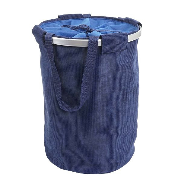 Collecteur de linge Mendler HWC-C34, panier à linge, sac à linge, panier à linge avec cordon de serrage, poignée 55x39cm 65l, cordon bleu, 73197