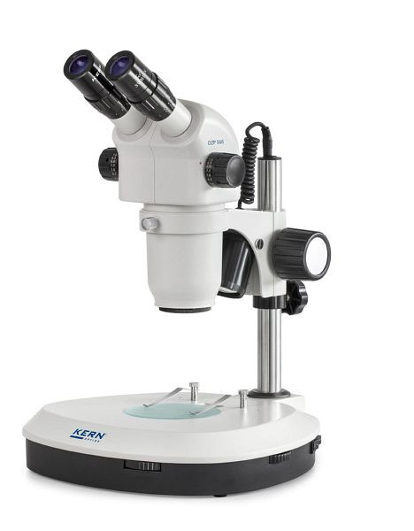 Microscope stéréo zoom KERN Optics 3W LED, Greenough 0,6 x - 5,5 x, binoculaire, Oculaire HSWF 10 x / Ø 23mm avec antifongique, point oculaire haut, OZP 556