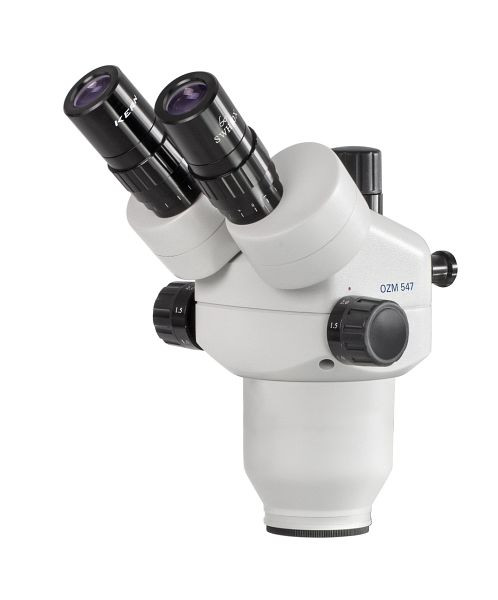 Tête de microscope à zoom stéréo KERN Optics, Greenough 0.7 x - 4.5 x, binoculaire, Oculaire HSWF 10 x / Ø 23mm avec antifongique, point oculaire haut, OZM 546