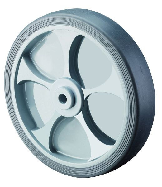 Roue en caoutchouc BS Wheels, largeur de roue 32 mm, Ø de roue 100 mm, capacité de charge 110 kg, pneus gris thermoplastique, roulements à billes, lot de 8, A85.104