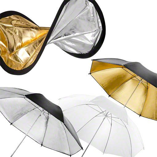 Walimex double réflecteur argent / or 100 cm + parapluies argent / or / blanc 84 cm, 13645