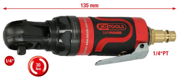 KS Tools 1/4" SlimPOWER mini interrupteur à air comprimé à cliquet 30Nm, 515.5505