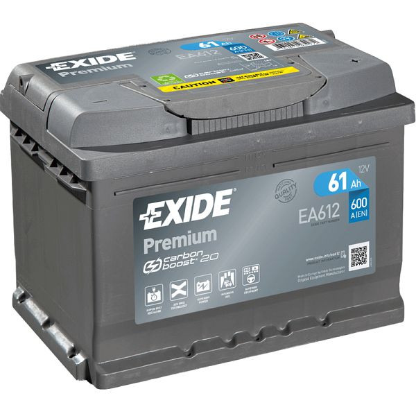 Batterie de démarrage EXIDE Premium EA 612 Pb, 101 009201 20