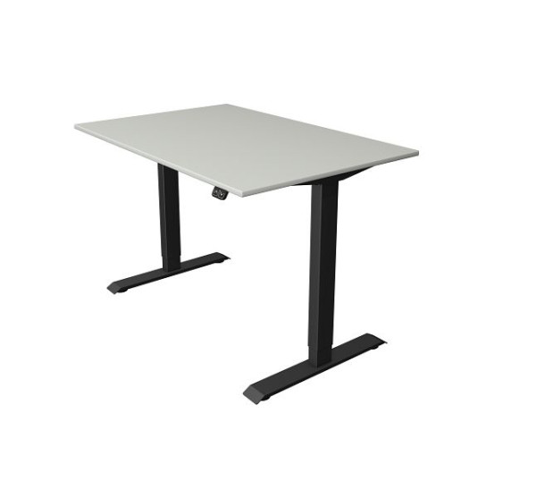 Table assis/debout Kerkmann L 1200 x P 800 mm, réglable en hauteur électriquement de 740 à 1230 mm, gris clair, 10180711
