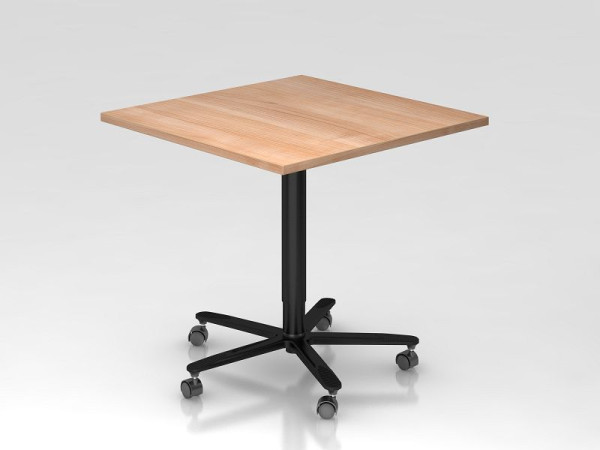 Table élévatrice colonne Hammerbacher 80x80cm noyer/noir, cadre noir, VST88/N/D