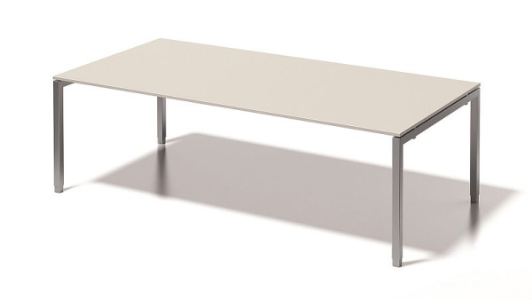 Poste de travail exécutif / table de conférence Bisley Cito, cadre en U à hauteur réglable de 650 à 850 mm, H 19 xl 2400 x P 1 200 mm, gris-blanc / argent, DUH2412GW355