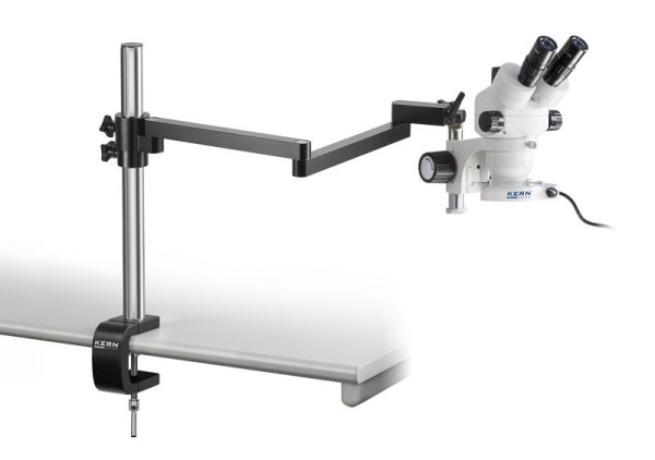 Kit stéréomicroscope KERN Optics, bras articulé avec pince, Greenough 0,7 x - 4,5 x, trinoculaire, Oculaire HSWF 10 x / Ø 23mm, OZM 953