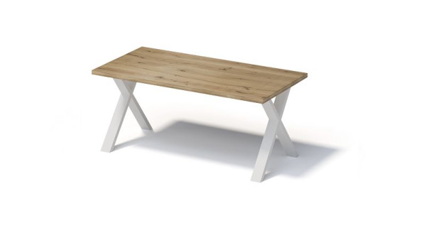 Bisley Fortis Table Regular, 1800 x 900 mm, bord droit, surface huilée, cadre en X, surface: naturel / couleur du cadre: blanc trafic, F1809XP396