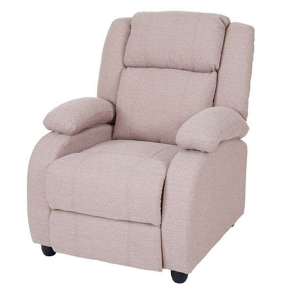 Chaise TV Mendler Lincoln, chaise longue inclinable, tissu/textile, gris crème, 55086