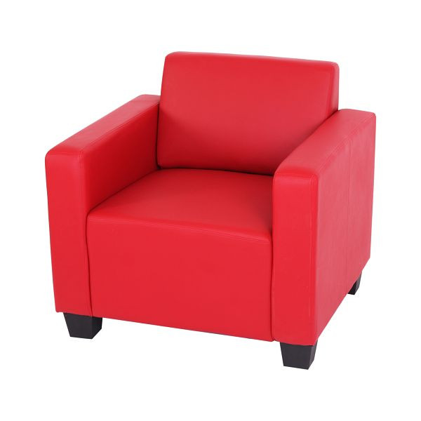 Fauteuil Mendler chaise longue Lyon, simili cuir, rouge, 21707