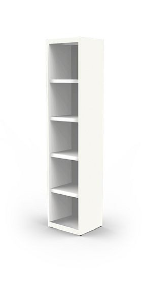 Kerkmann étagère simple 5 OH, forme 5, L 410 x P 355 x H 1860 mm, blanc, 13438210