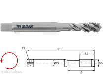 BAER Taraud machine HSSE 35° LSP - M 10 x 1,5 - GAUCHE - DIN 371, 110602006