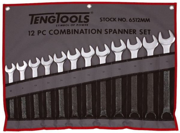 Teng Tools Jeu de clés combinées (20-32 mm) Rouleau d'outils 12 pièces 6512 mm