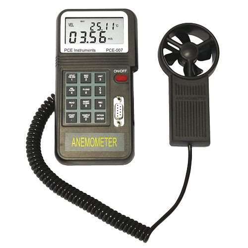 Débitmètre d'air PCE Instruments, m/s, ft/min, nœuds, km/h, mph, enregistreur de données, PCE-007