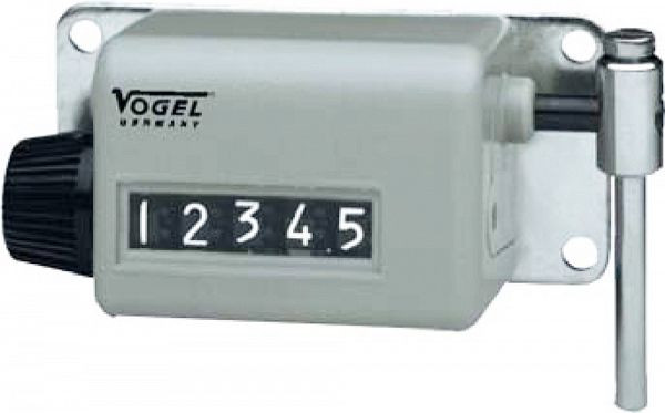 Compteur de courses Vogel Germany, 500 1 / min, chiffres 5, arbre d'entraînement à gauche (sens antihoraire), plaque de base: 40 x 46 mm, 477005