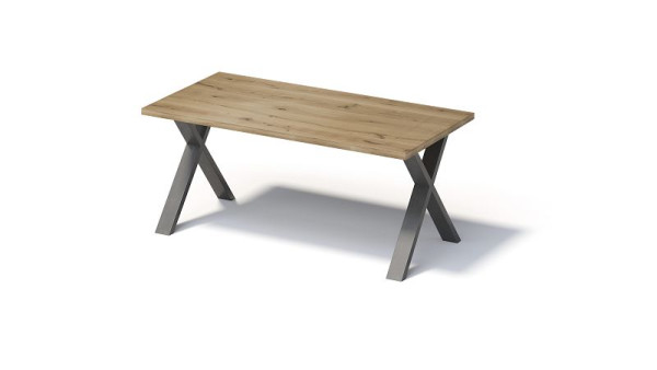 Bisley Fortis Table Regular, 1800 x 900 mm, bord droit, surface huilée, cadre en X, surface: naturel / couleur du cadre: acier brillant, F1809XP303