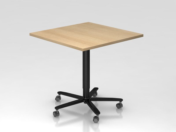 Table élévatrice colonne Hammerbacher 80x80cm chêne/noir, cadre noir, VST88/E/D
