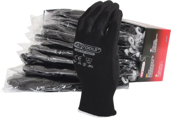 KS Tools gants en tricot micro fin-noir, 9, paquet de 12, 310.0470