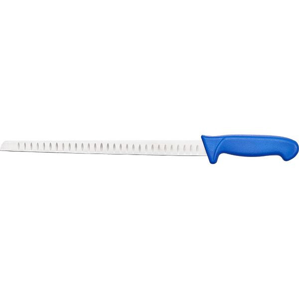 Couteau de chef Stalgast Premium HACCP, manche bleu, lame inox crantée 31 cm, MS2554150