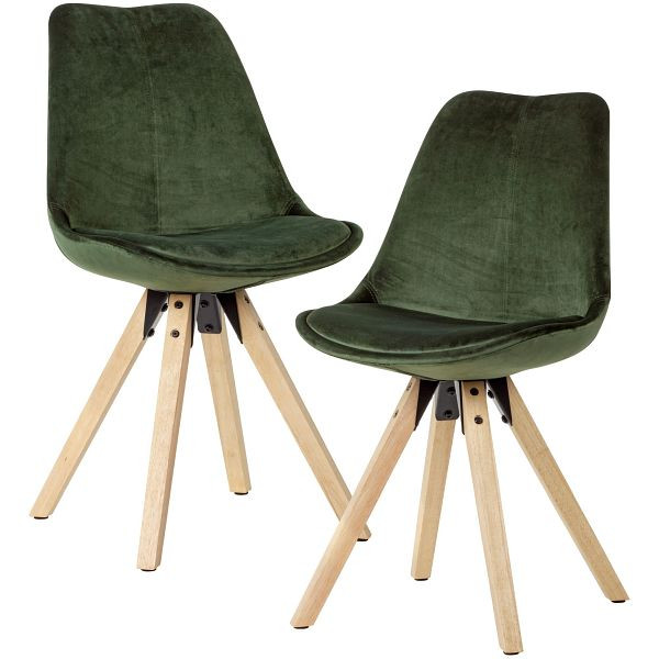Wohnling soft dining chair set de 2 sans accoudoirs en vert, WL6.036