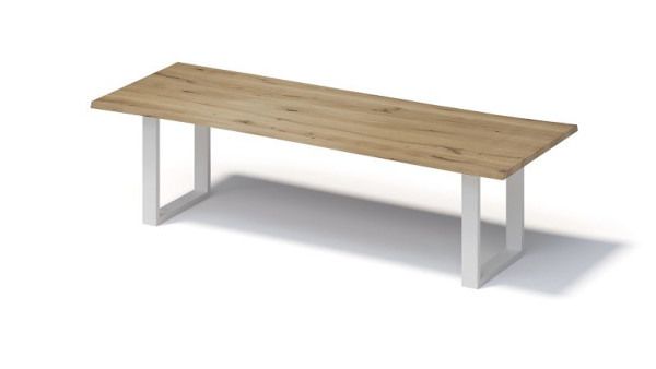 Bisley Fortis Table Regular, 2800 x 1000 mm, bord droit, surface huilée, cadre en O, surface: naturel / couleur du cadre: blanc trafic, F2810OP396